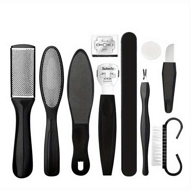 Thumbnail: 10pcs Stainless Steel Foot File Set - Professional Unscented Pedicure Tools for 