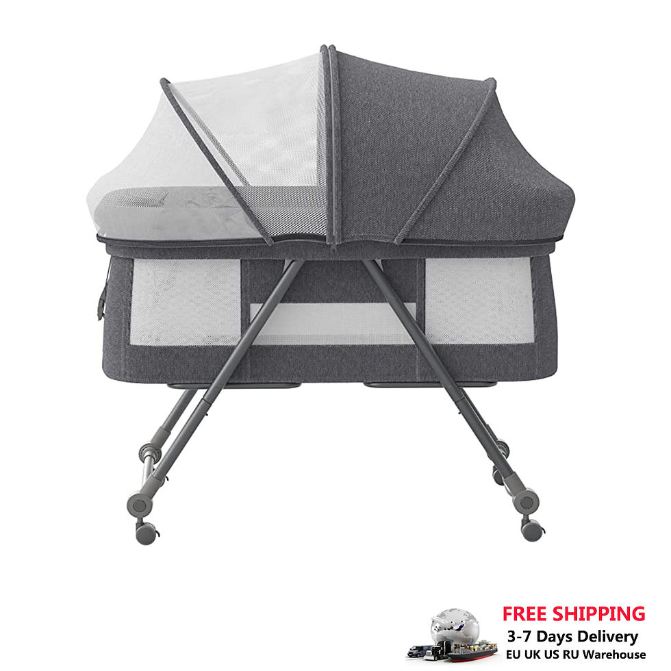Baby Grab-and-go Travel Cot with Mattress & Silent Wheels, Rocking Crib Conver