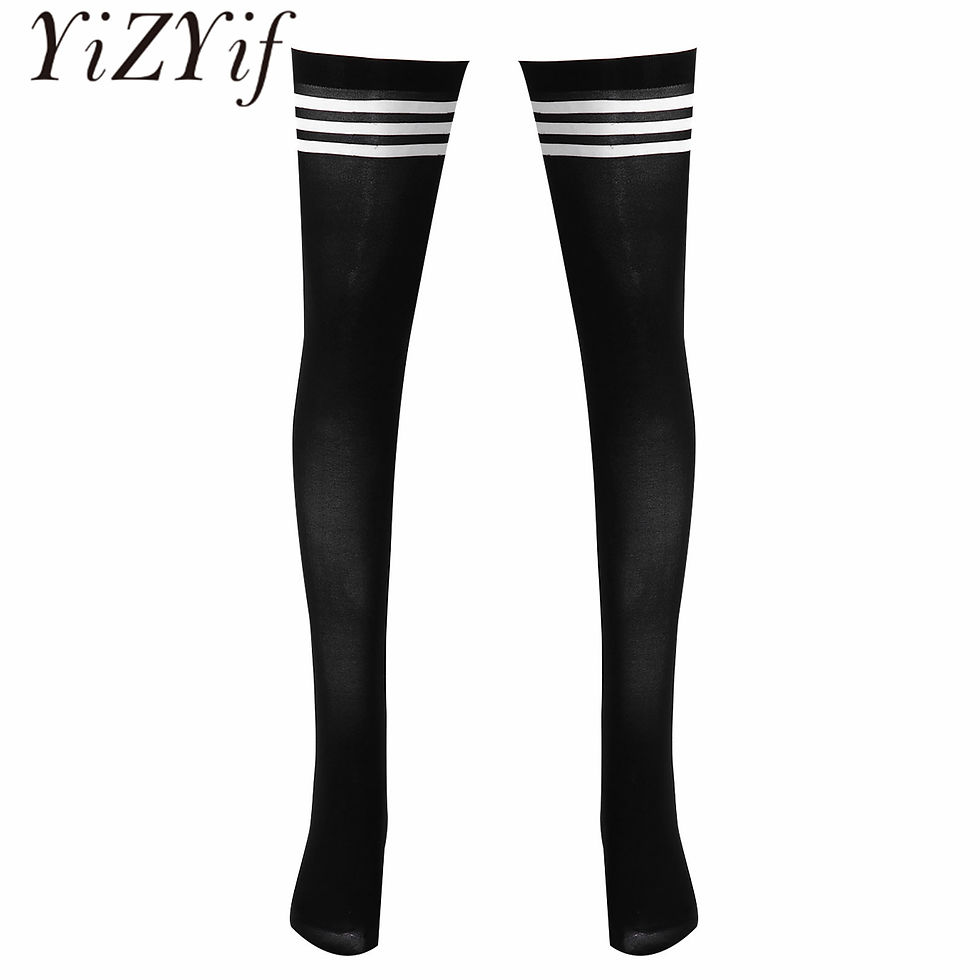 Men Striped Over Knee Socks Long Tube Stocking/Open Toes Stocking Women Summer S