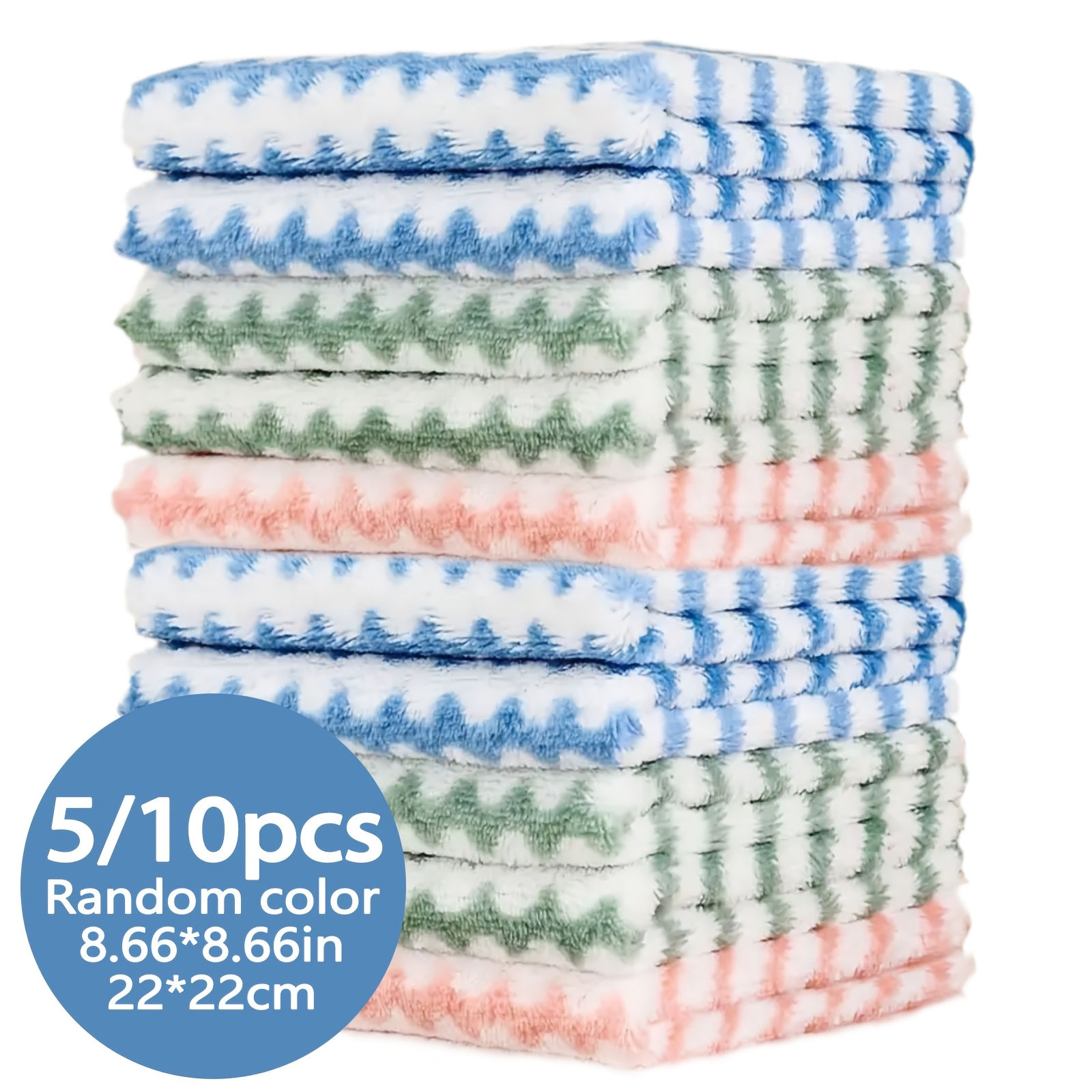 5/10pcs UltraSoft Microfiber Dish Cloths - Thickened Coral Velvet Cationic Doubl