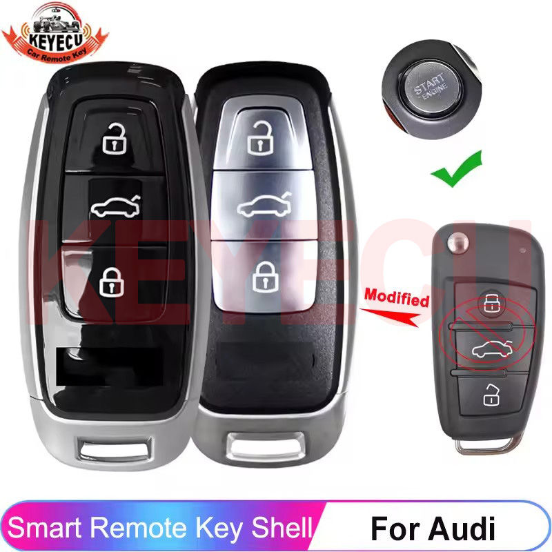 KEYECU 3 Buttons Upgraded Modified Smart Remote Key Shell Case Fob For Audi A1 A