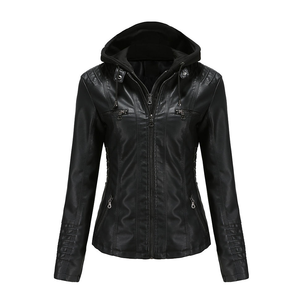 Autumn Winter Women Leather Jacket Hooded Removable PU Leather Jackets Motorcycl
