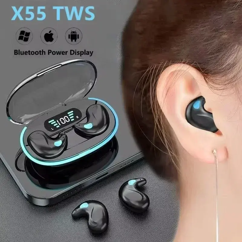 X55 Sleeping Earbuds Wireless Mini Headphones For Work TWS Bluetooth Earphone St
