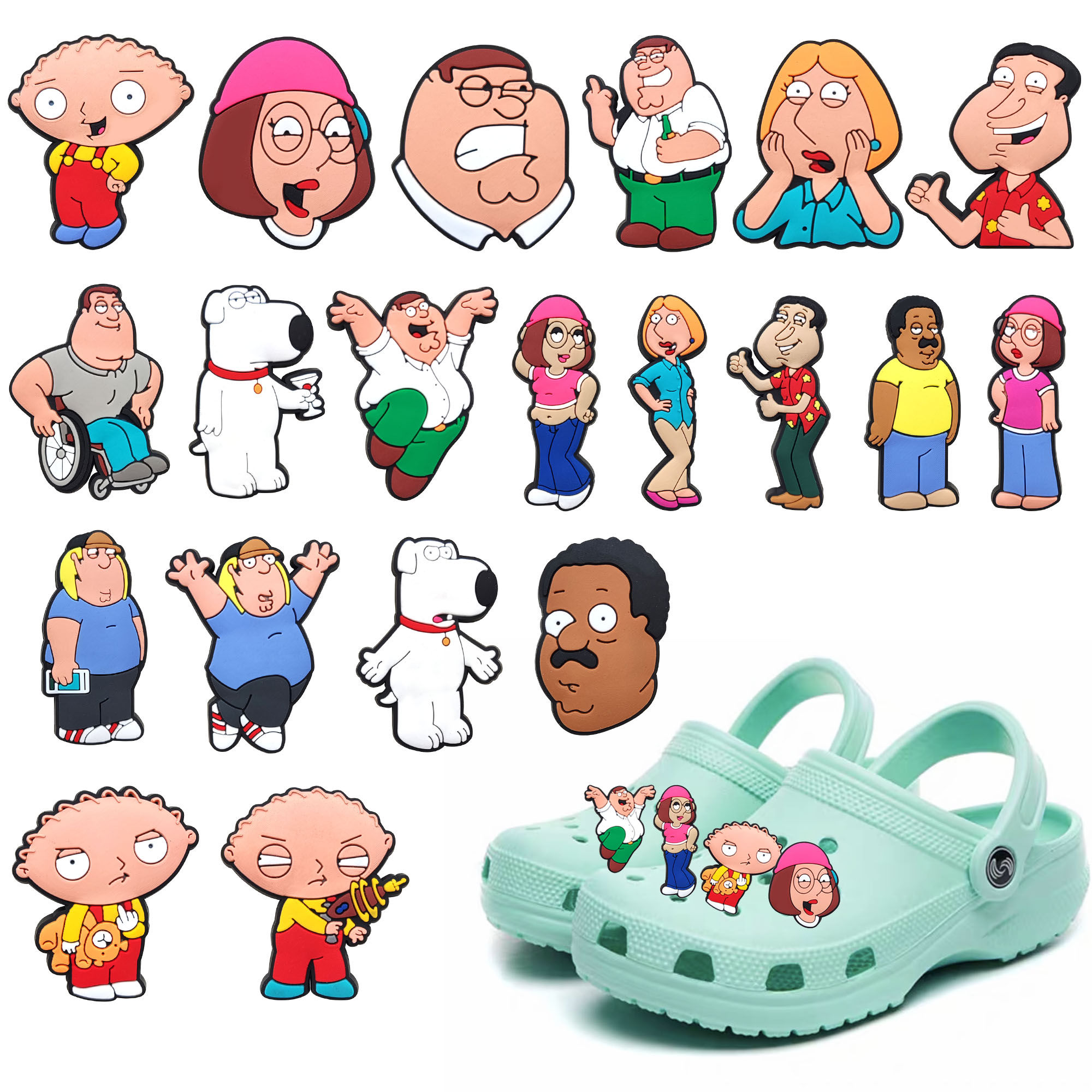 1/20pcs MINISO Family Guy Shoe Charms Cartoon Series Shoes Accessories Decoratio