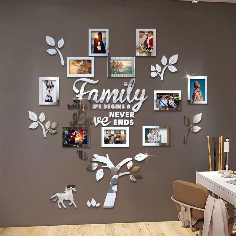 Thumbnail: 10-piece Photo Frame Combination Puzzle Photo Frame Tree Acrylic Mirror Wall Sti