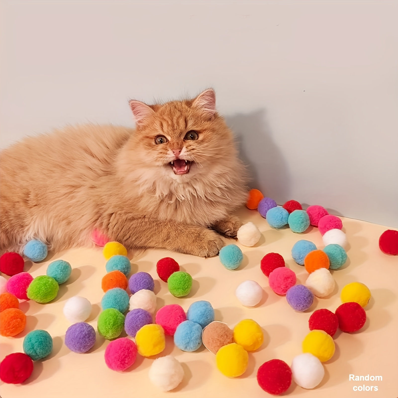 100/200/300pcs Pet Plush Ball, Cat Teaser, Mute Toys For Cat Interactive Supplie