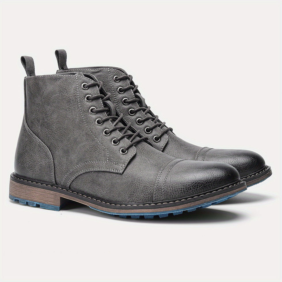 Thumbnail: Men's Oxford Boots Cap Toe Ankle Boots Outdoor Formal Dress Shoes For Party Offi