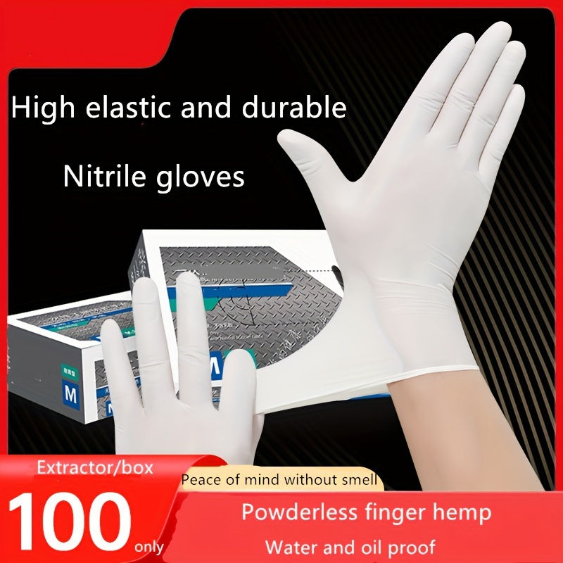 50/100pcs, Nitrile Thickened Disposable Gloves, Durable Waterproof And Oil-proof