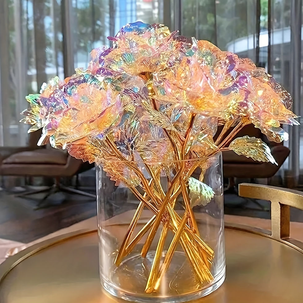 10Pcs Vibrant Gold Rose Bouquet - Forever Preserved, Artificial Rainbow Flowers