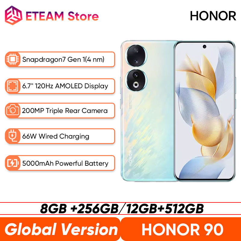 New HONOR 90 5G Original 6.7 inch OLED Global Version Snapdragon 7 Gen 1 200MP U