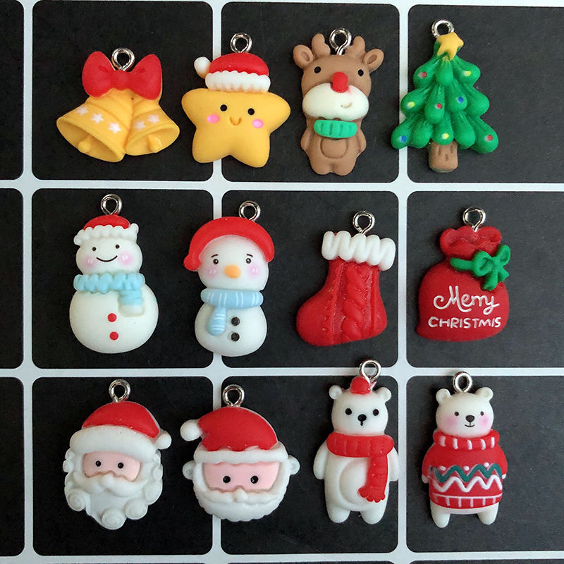 Mix 10pcs/pack Christmas Jewelry Resin Charms DIY Flatback Christmas Tree/Stocki