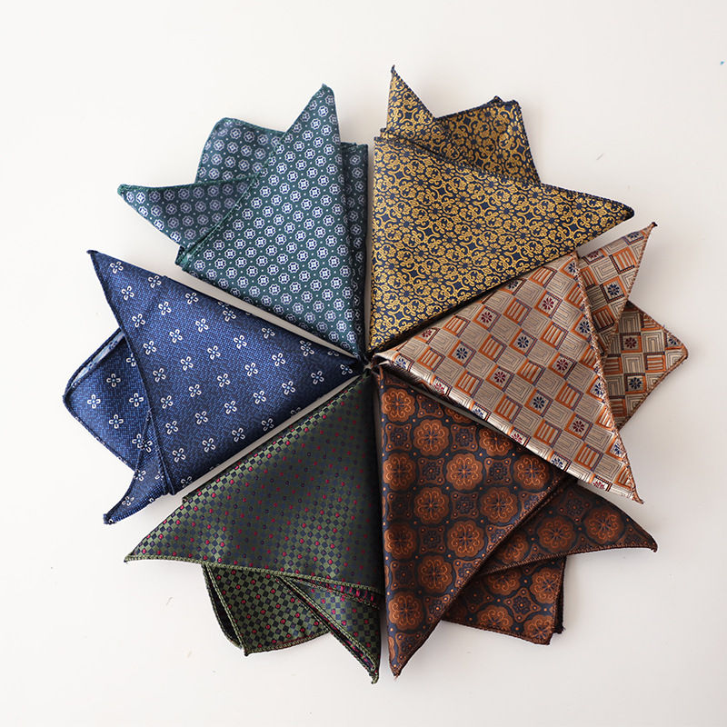 2025 British Dots Brown Pocket Square Suit Formal Silk Handkerchief Men's Paisle