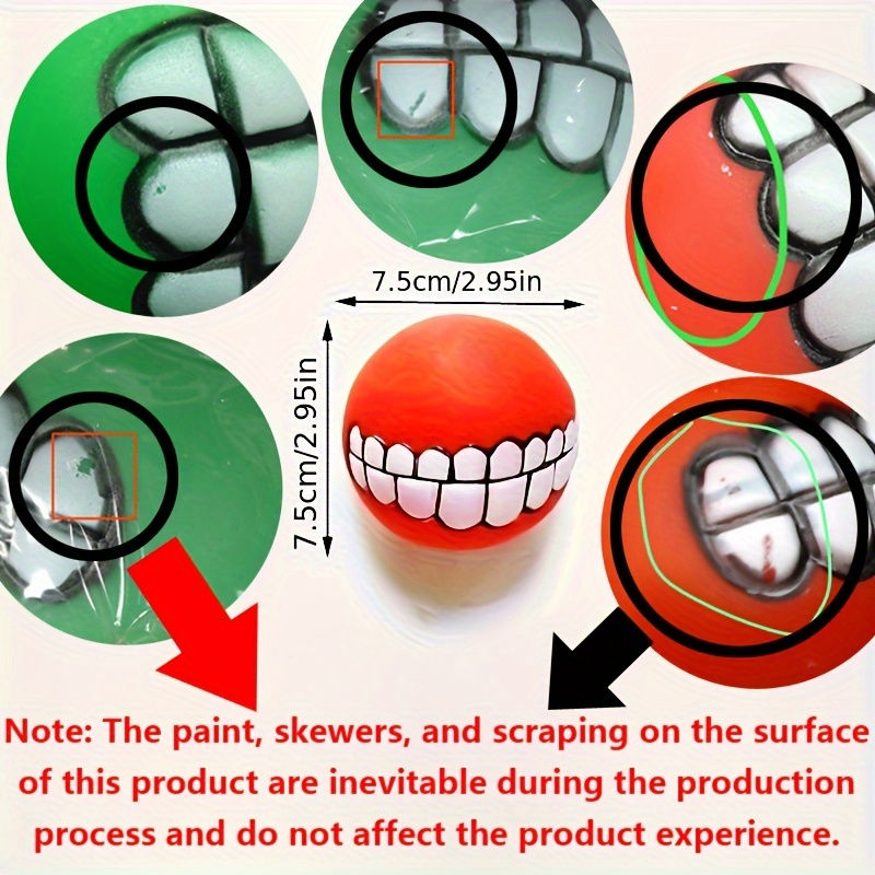 1pc Assorted Varieties Teeth Pattern Dog Chew Ball Toys, Tough Squeaky Dog Grind