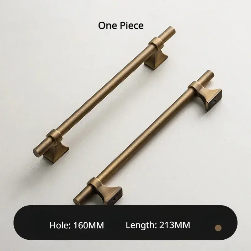 Thumbnail: Luxury Satin Brass Furniture Handle Solid Brass Kitchen Cabinet Pull T Bar Handl