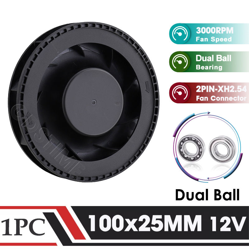 1Pcs Gdstime DC 12V Fan 100mm 100mmx100mmx25mm New Centrifugal Turbo Cooler Fan