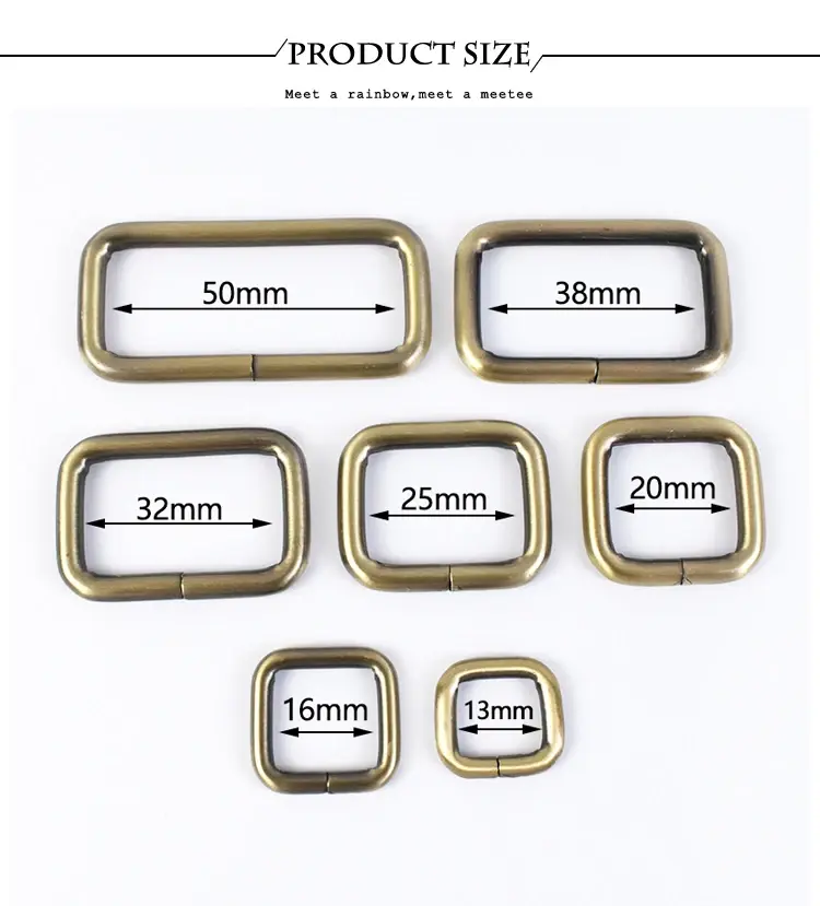 Thumbnail: 5/10Pcs 13-50mm Square Metal O D Ring Buckles Bag Strap Buckle Webbing Belt Hook