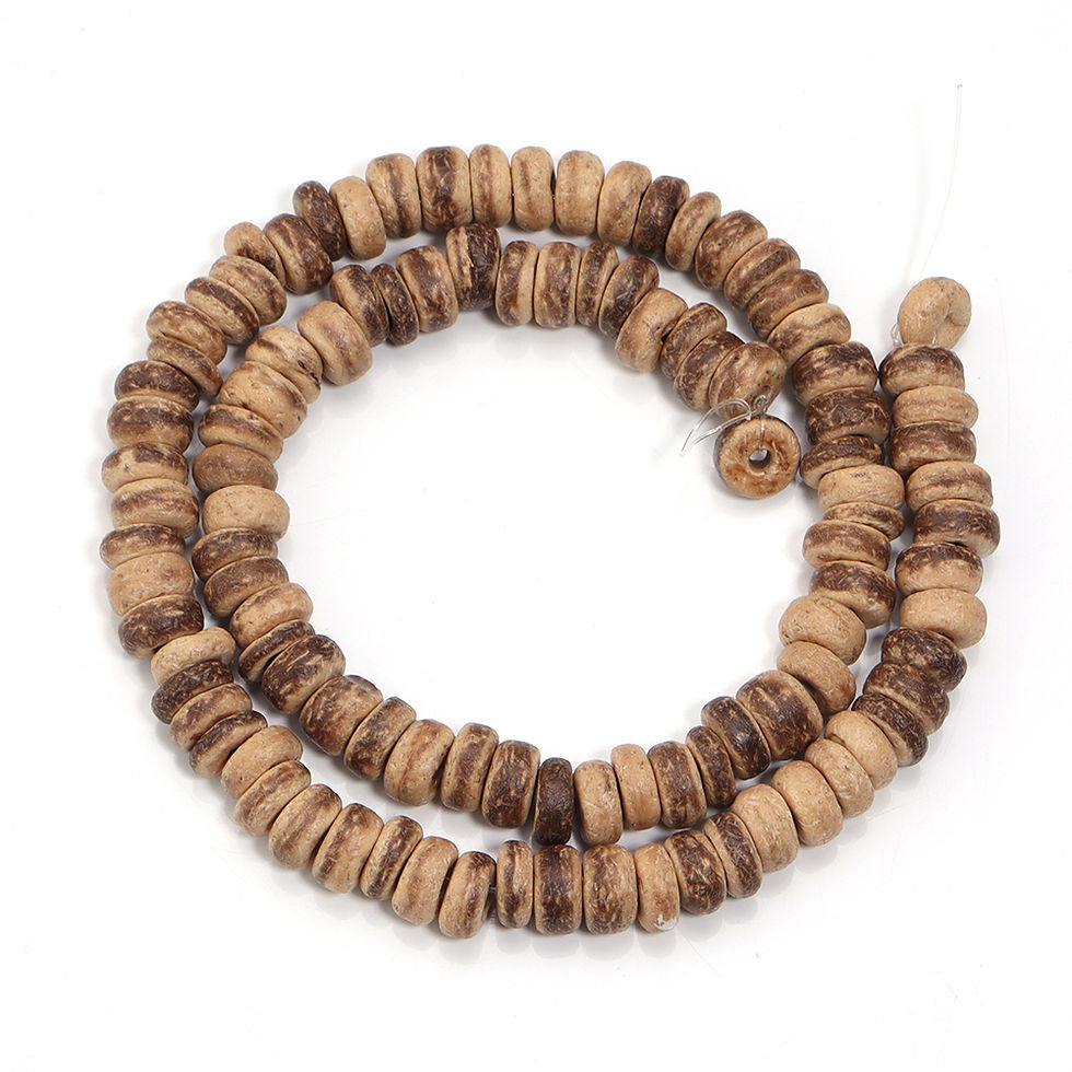 Thumbnail: 1/3 Strand 5 8 10mm Natural Wooden Beads Coconut Shell Loose Spacer Flat Round W