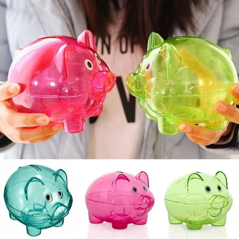 Clear Transparent Pig Plastic Piggy Money Bank Small Piggy Bank Money Boxes Stor