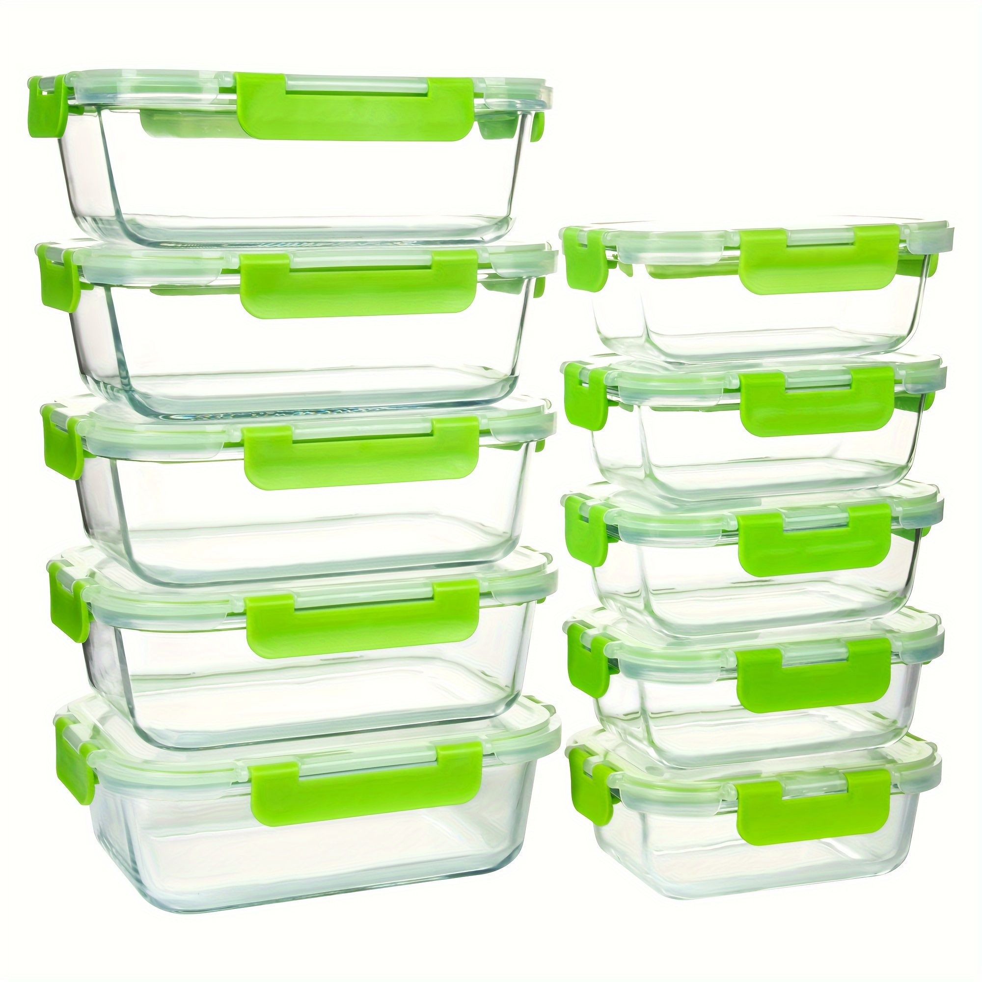 10pcs Storage Containers, Leak Proof Glass Meal Prep Containers, Reusable And St