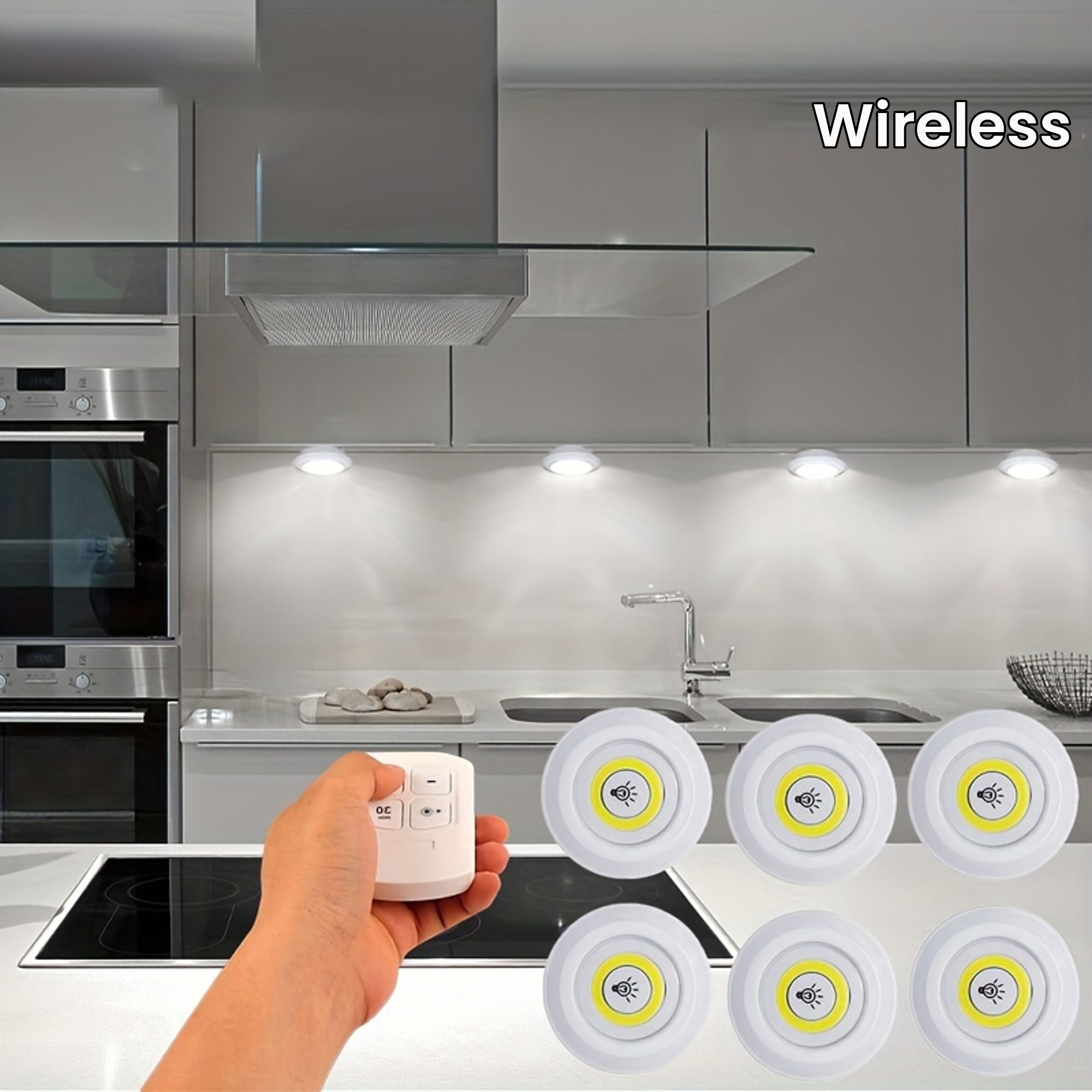 6pcs/3pcs/1pc Smart Wireless LED Under-Cabinet Lights COB Night Light With Remot