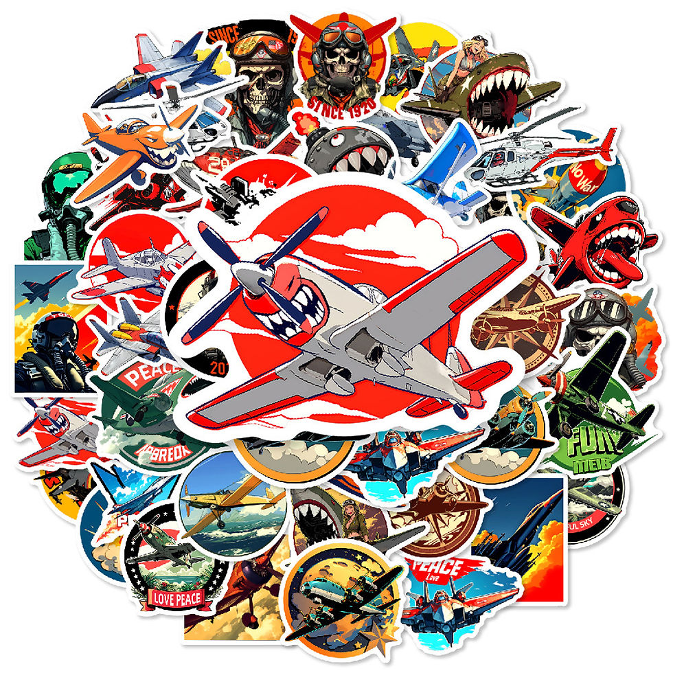 Thumbnail: 10/30/50pcs Cartoon Airplane Fighter Pilot Stickers Cool Anime Decal for Scrapbo