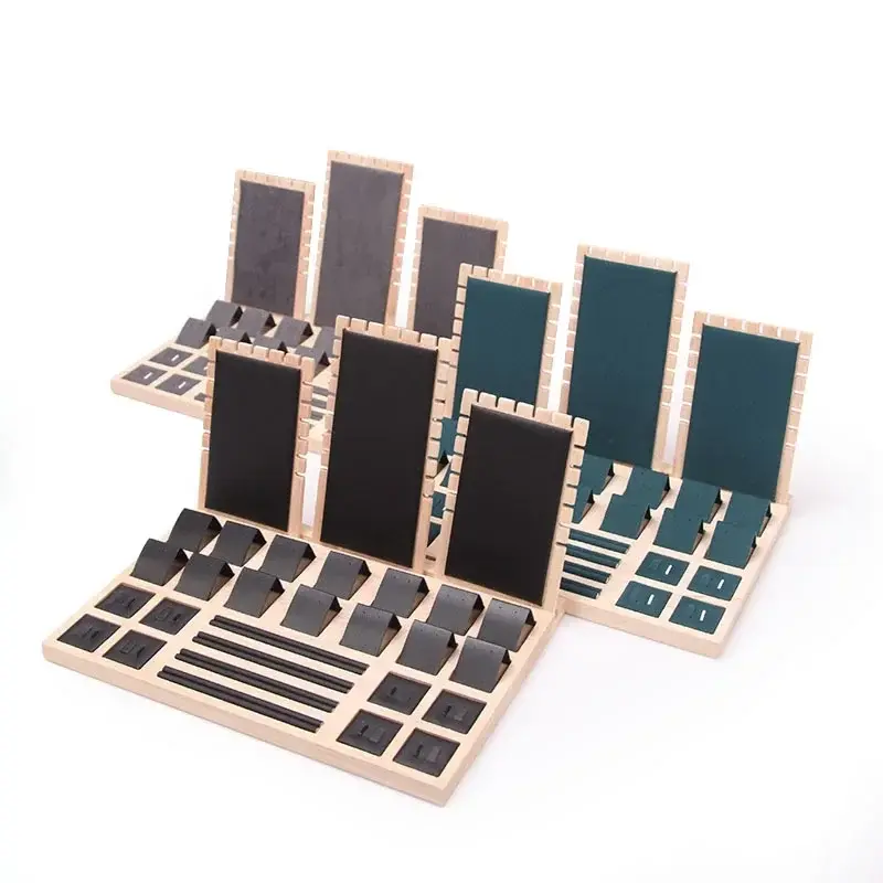 1 Set Wood Multifunctional Pluggable Jewelry Necklace Earrings Rings Pendant Dis