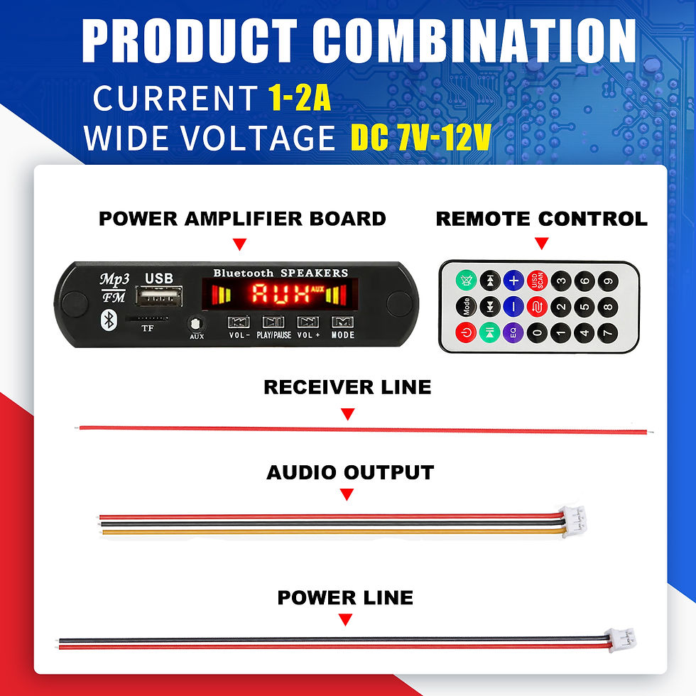 Car DIY 5.0 Bluetooth MP3 WAV Decoder Board DC 12V Wireless USB MP3 Music Player