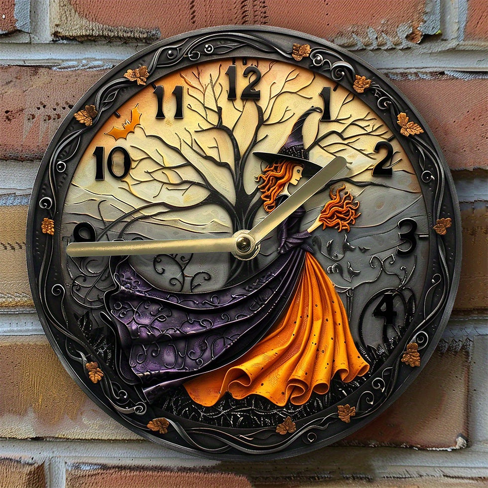 Thumbnail: "Timecrafted Beauty" Silent 8X8" Aluminum Wall Clock With Witch Theme - Perfect 