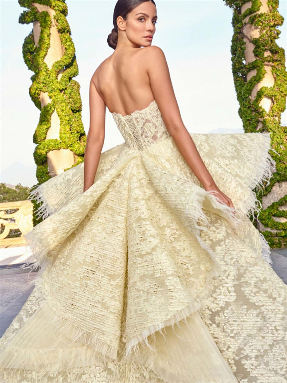 Luxurious Strapless Prom Dress 2024 Elegant Fringed Evening Dresses Charming Sle