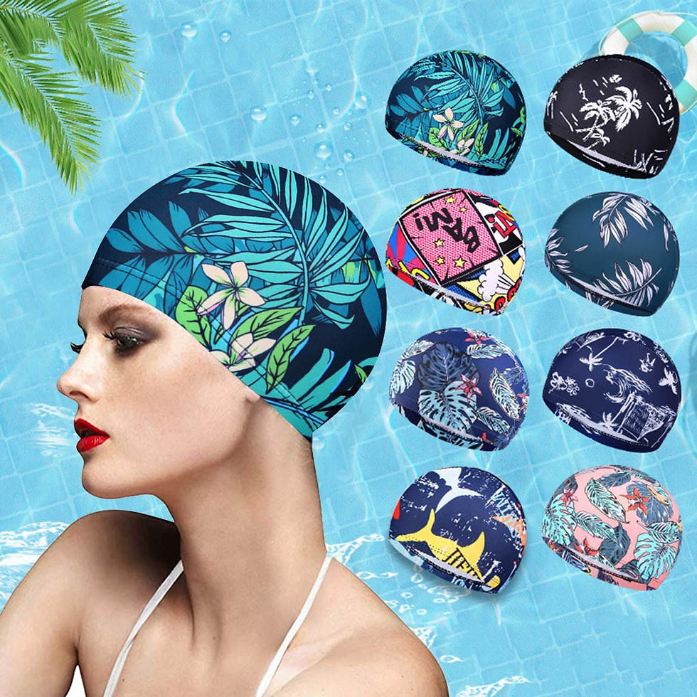 1PC Fashion Swimming Cap Men/Women Flowers Printed Long Hair Sports Swim Pool B