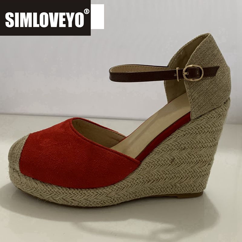 SIMLOVEYO Women espadrille Ladies Wedge sandals High heels Platform Bohemia weav