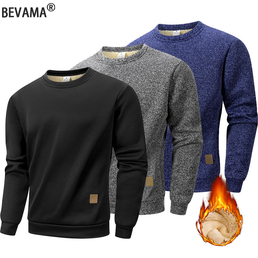 Autumn Winter Men's Fleece Lined Warm Sweatshirt Casual Pullover Men Fashion Lon
