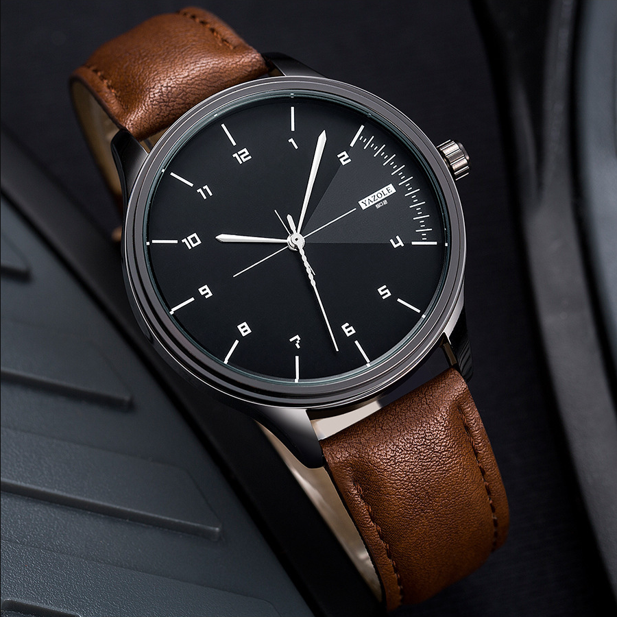 YAZOLE Top Brand Luxury Watch for Men Leather Quartz Wristwatches Men's Watches