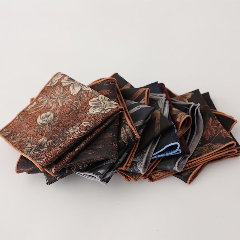 24CM Men's Flower Pocket Square Towel Polyester Jacquard Formal Handkerchief Bro