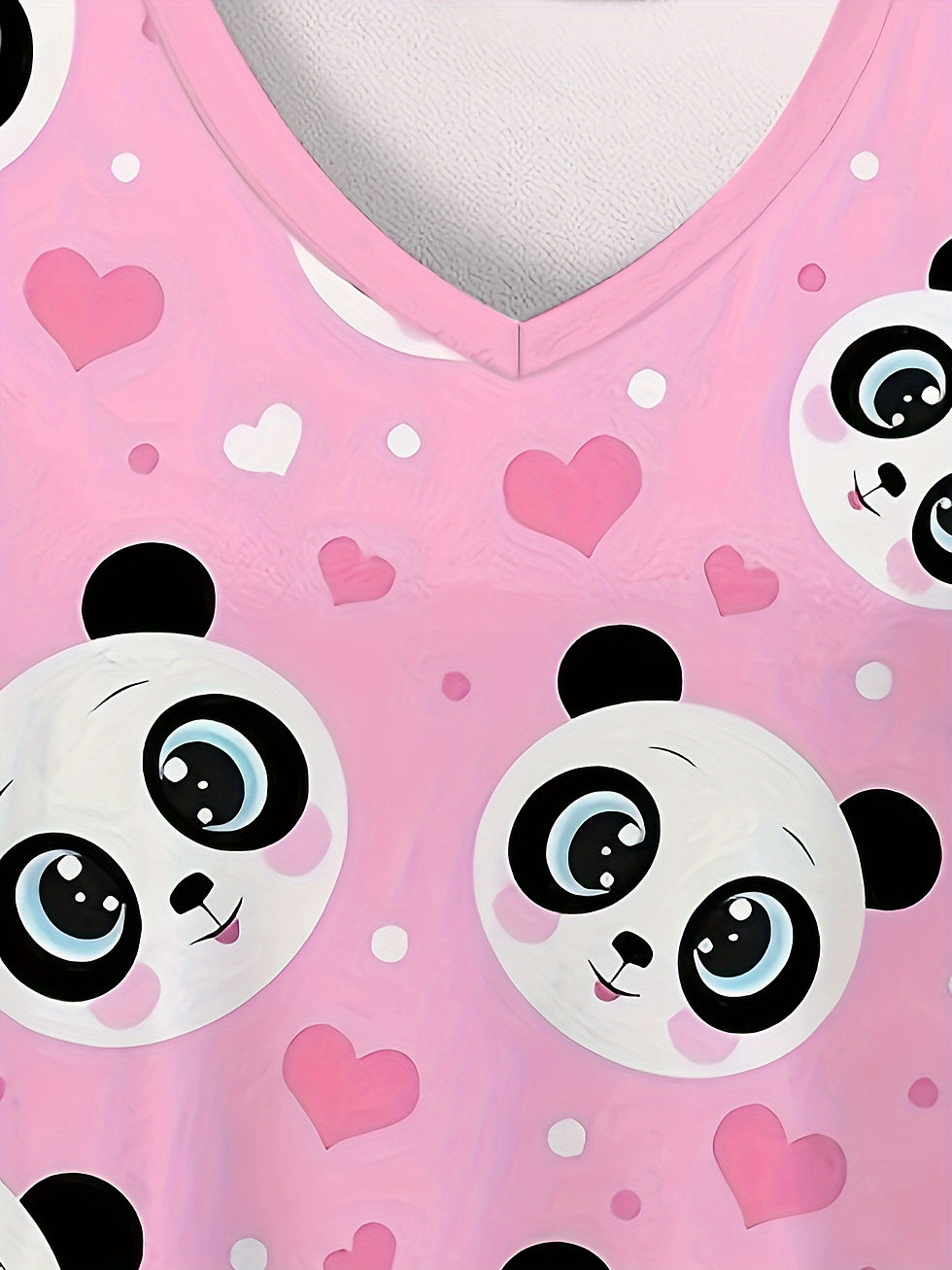 Thumbnail: Stylish Panda Print V-Neck Scrub Top for Women - Soft, Breathable, and Functiona