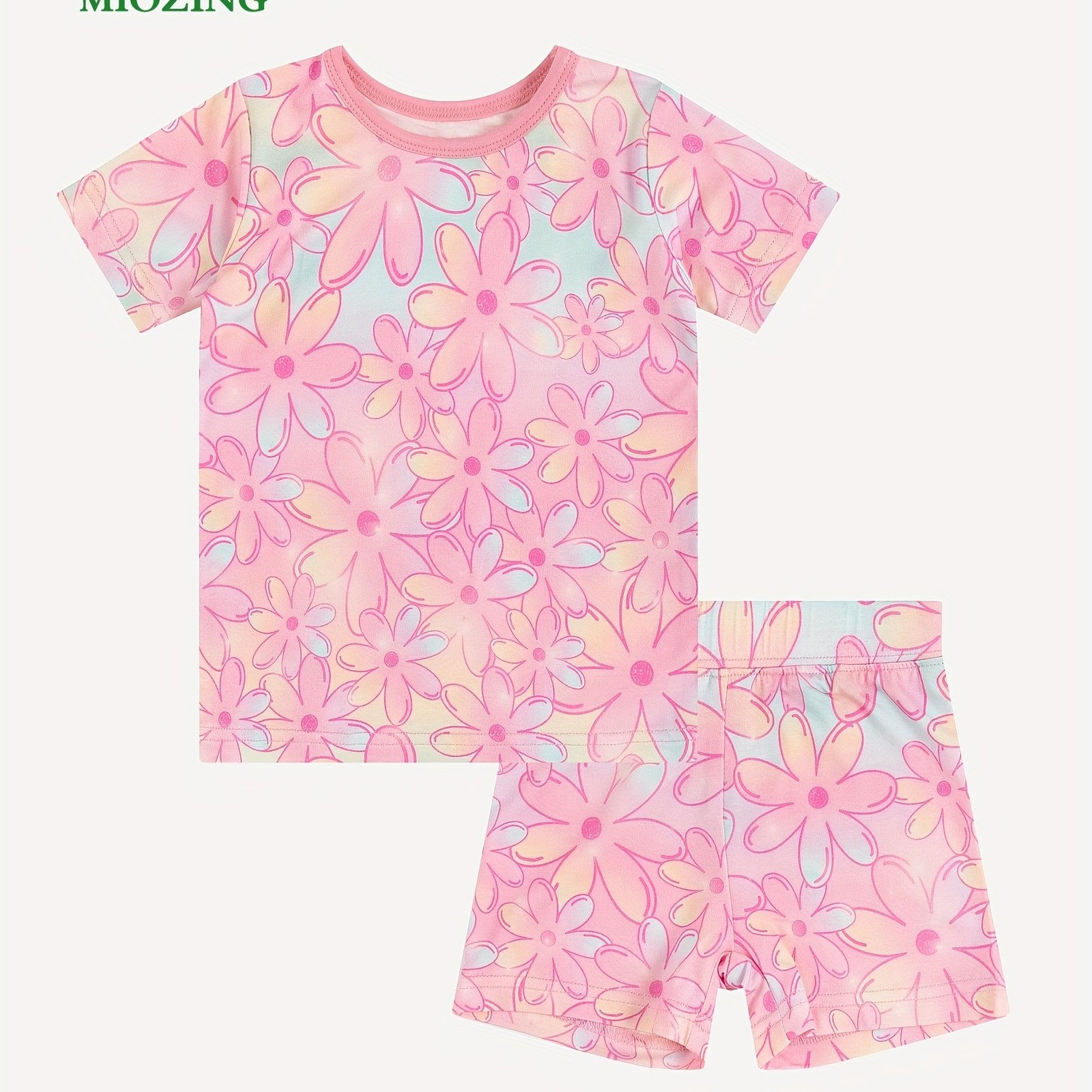 2-Piece Bamboo Fiber Toddler T-Shirt & Shorts Set - Soft, Breathable, Cartoon Gr