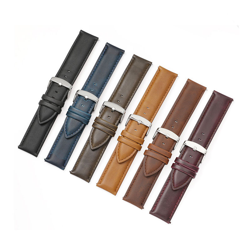 Thumbnail: Genuine Leather Watchband Bracelet Universal Replacement Watch Strap Vintage Men