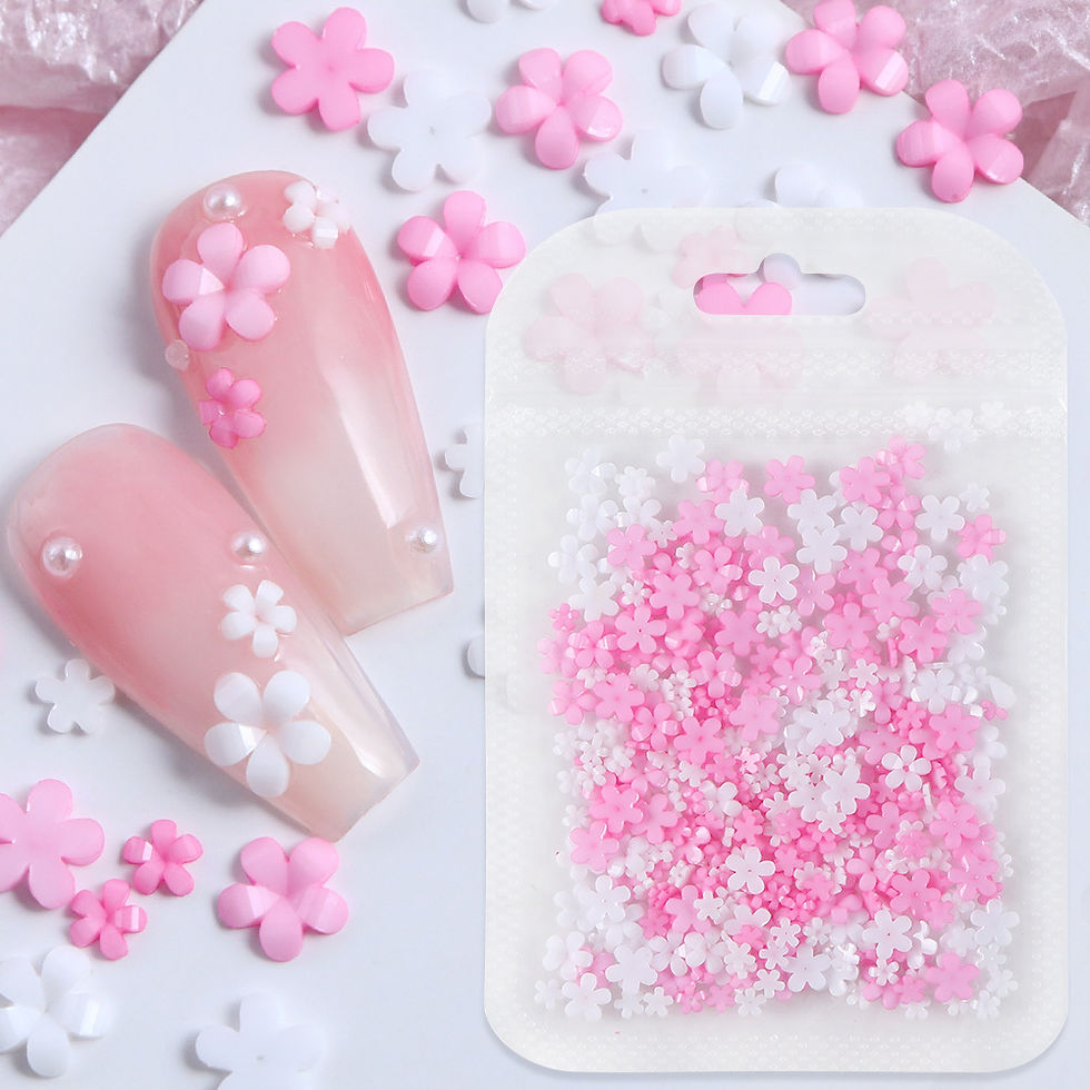 400pcs/bag Acrylic Flowers Nail Figures Design 3D White Pink Bulk Five-Petal Flo