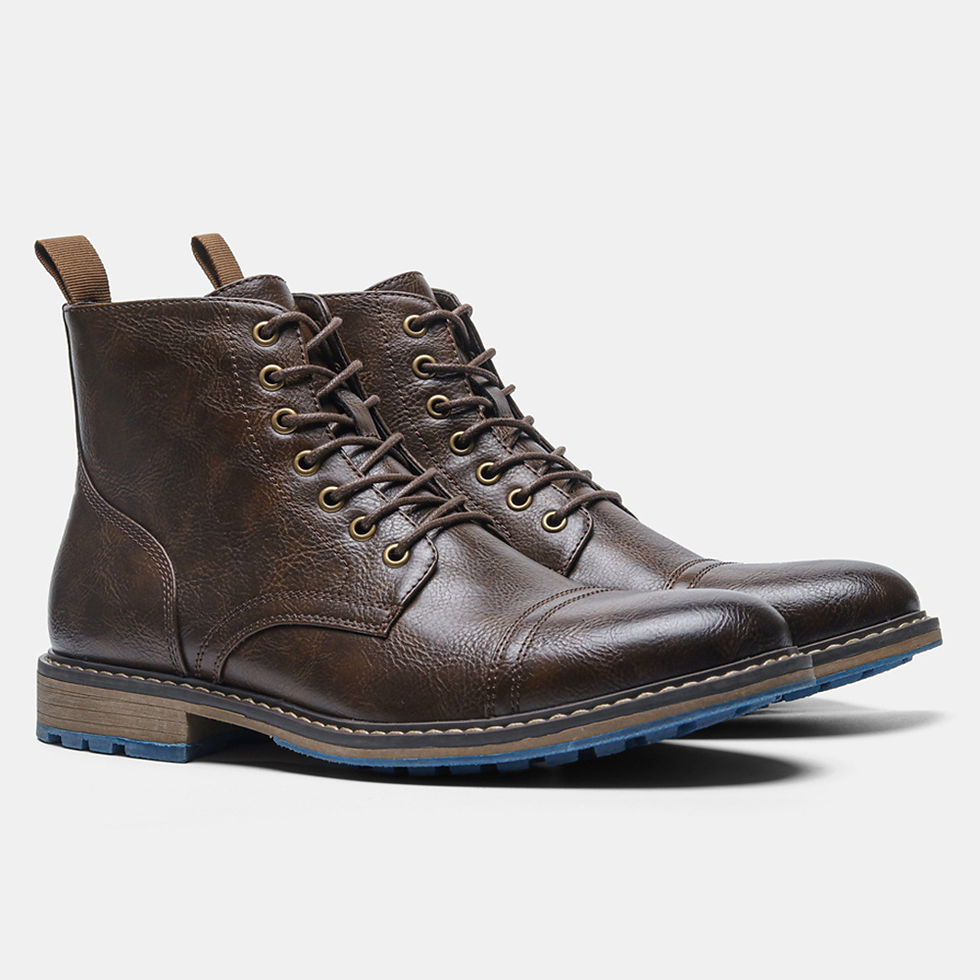 Thumbnail: Men's Oxford Boots Cap Toe Ankle Boots Outdoor Formal Dress Shoes For Party Offi