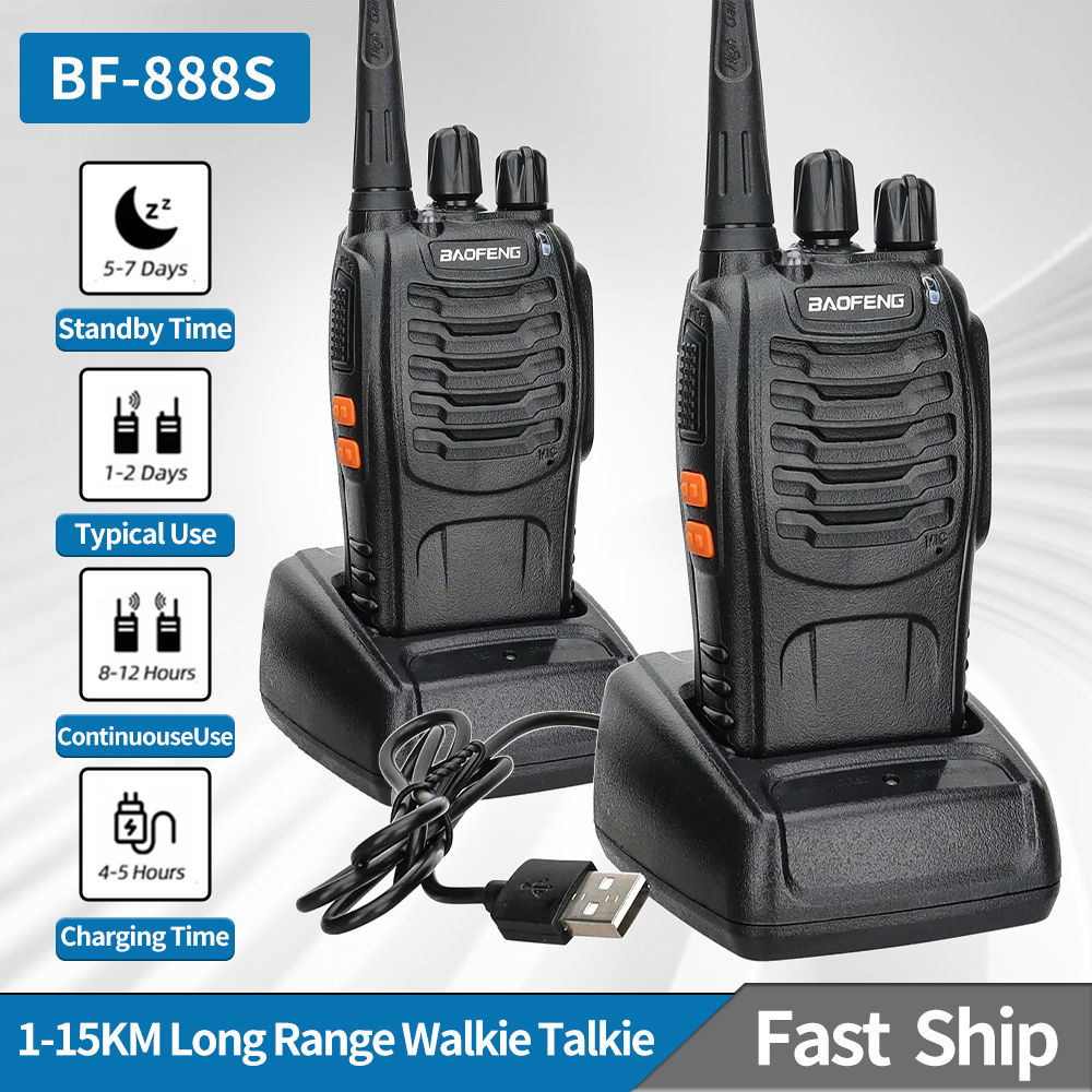 2/4/6PCS Baofeng 888S UHF Two-Way Walkie Talkie 400-470MHz 16CH USB/EU/US Ham Po