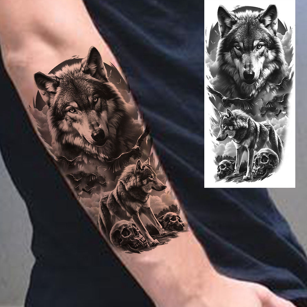 Thumbnail: 1 Sheet Cool Warrior Gladiator Temporary Tattoos For Men Women Realistic Wolf Li