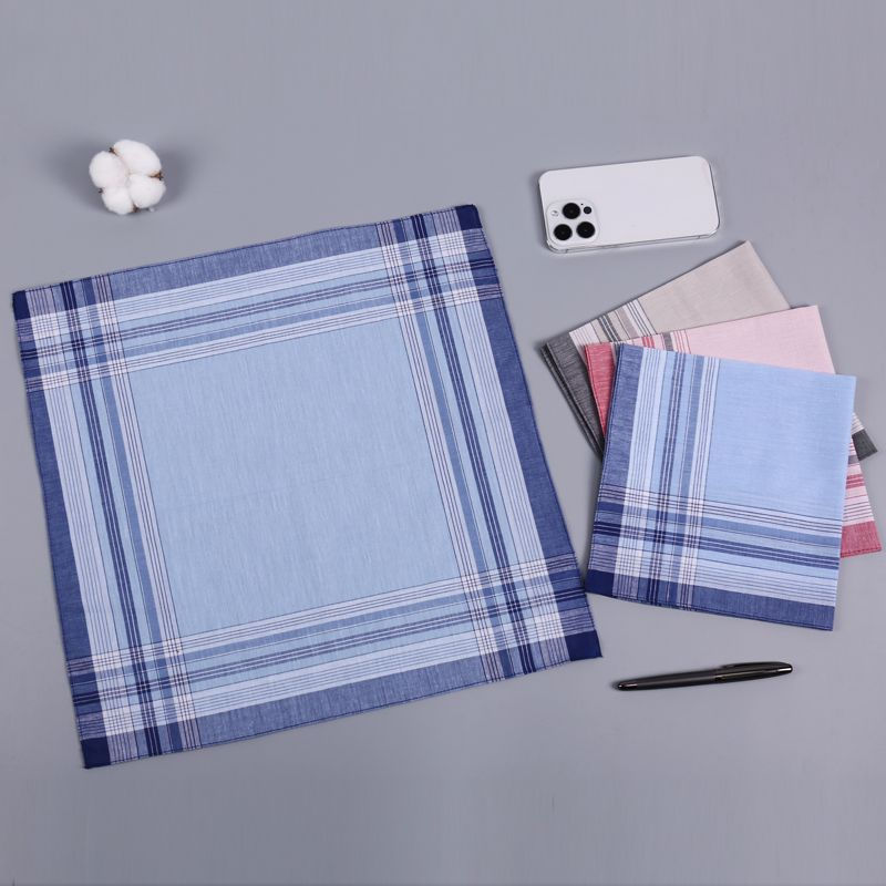 6 packs of men's pure cotton stitching handkerchief for women absorb water and s