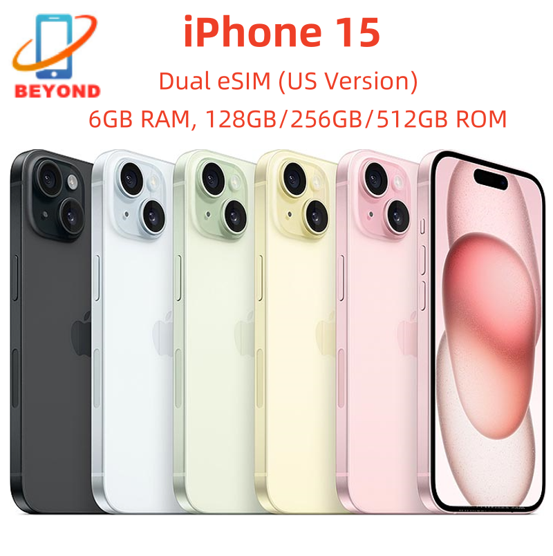 iPhone 15 Dual eSIM 6.1" Genuine Super Retina XDR OLED 128/256/512GB ROM 6GB RAM