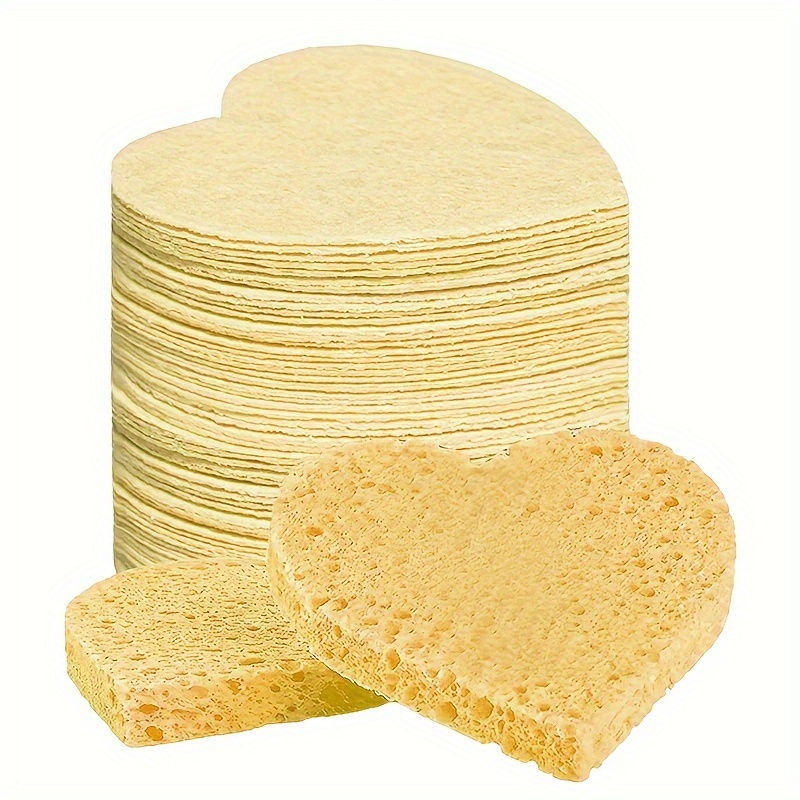 Thumbnail: 10/50 Count Heart-shaped Compressed Facial Sponge for Beauty Therapists-100% Nat