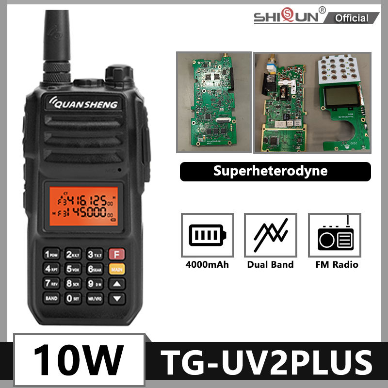 10KM TG-UV2 Plus Walkie Talkie 10W QuanSheng TG-UV2 Plus Long Range 4000mah Two