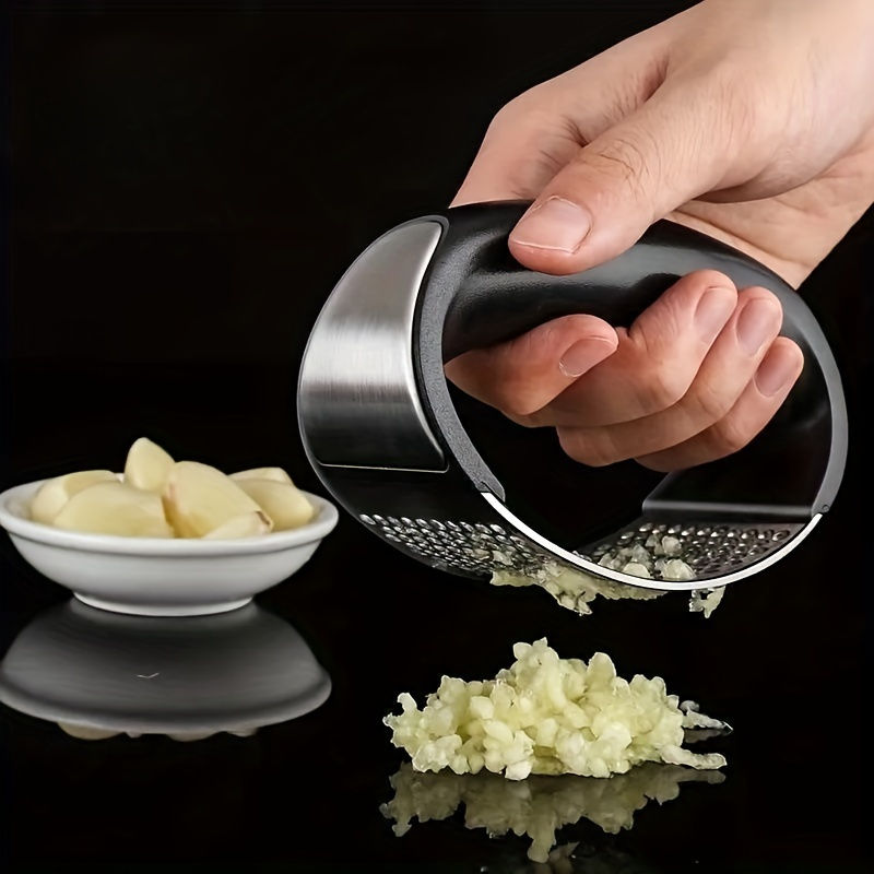 1pc/2pcs Garlic Crusher Manual Ring Black Vegetable Cutter Kitchen Vegetable and