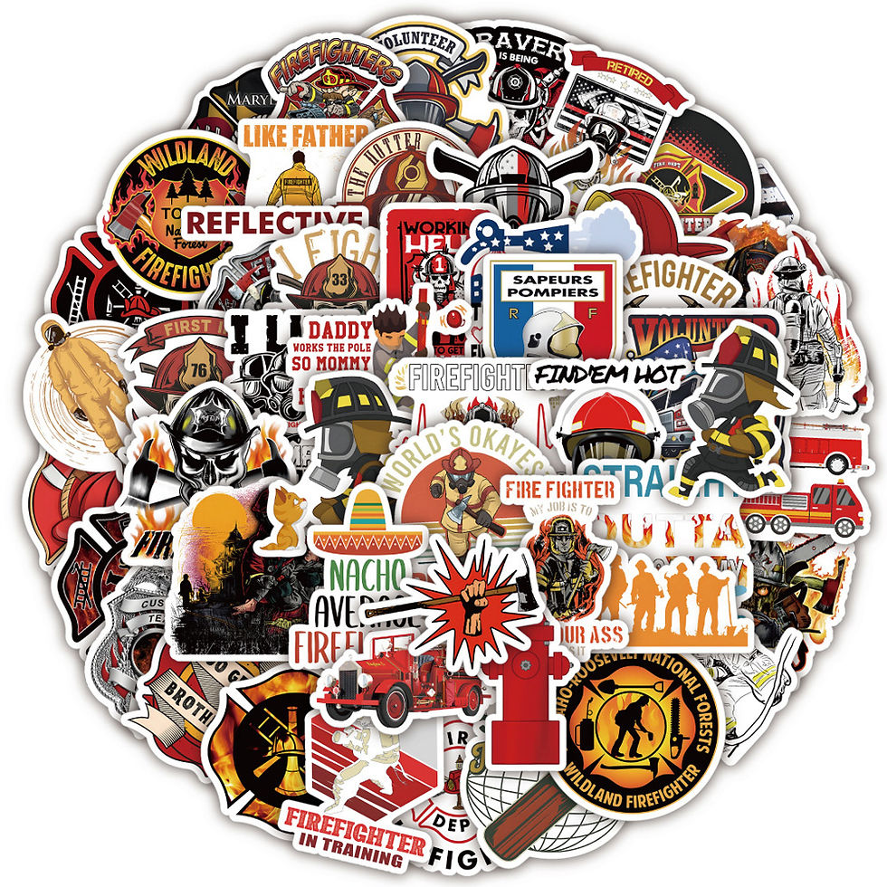 10/30/50pcs Fire Hero Firefighter Stickers Skateboard Motorcycle Luggage Laptop