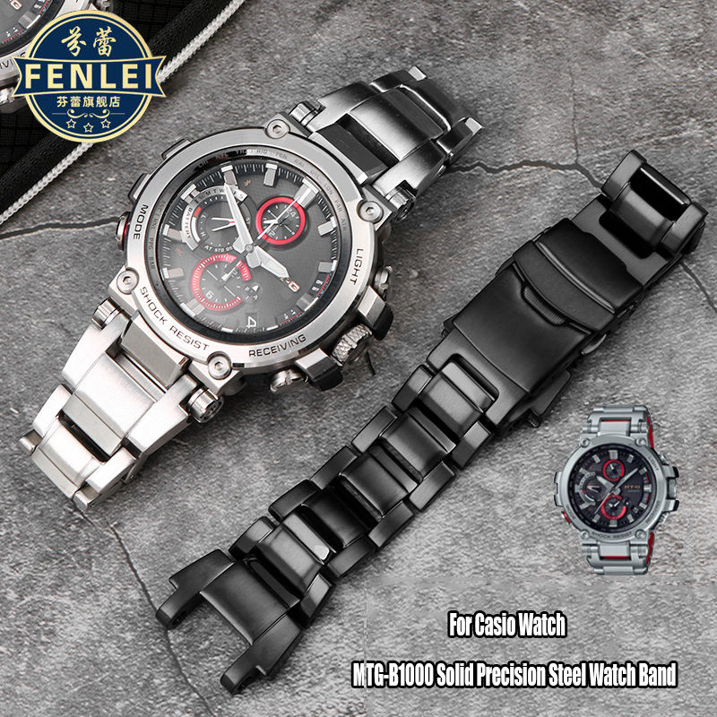 Stainless Steel Notched Strap For Casio G-Shock MTG-B1000 Wristband Men Matte Me