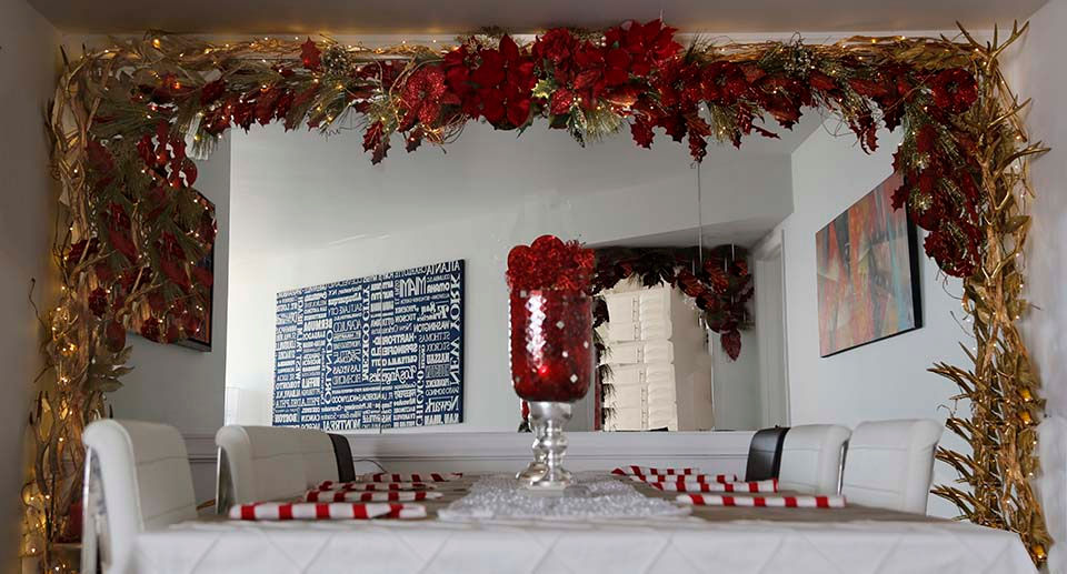 Christmas mirror gold & red 2018