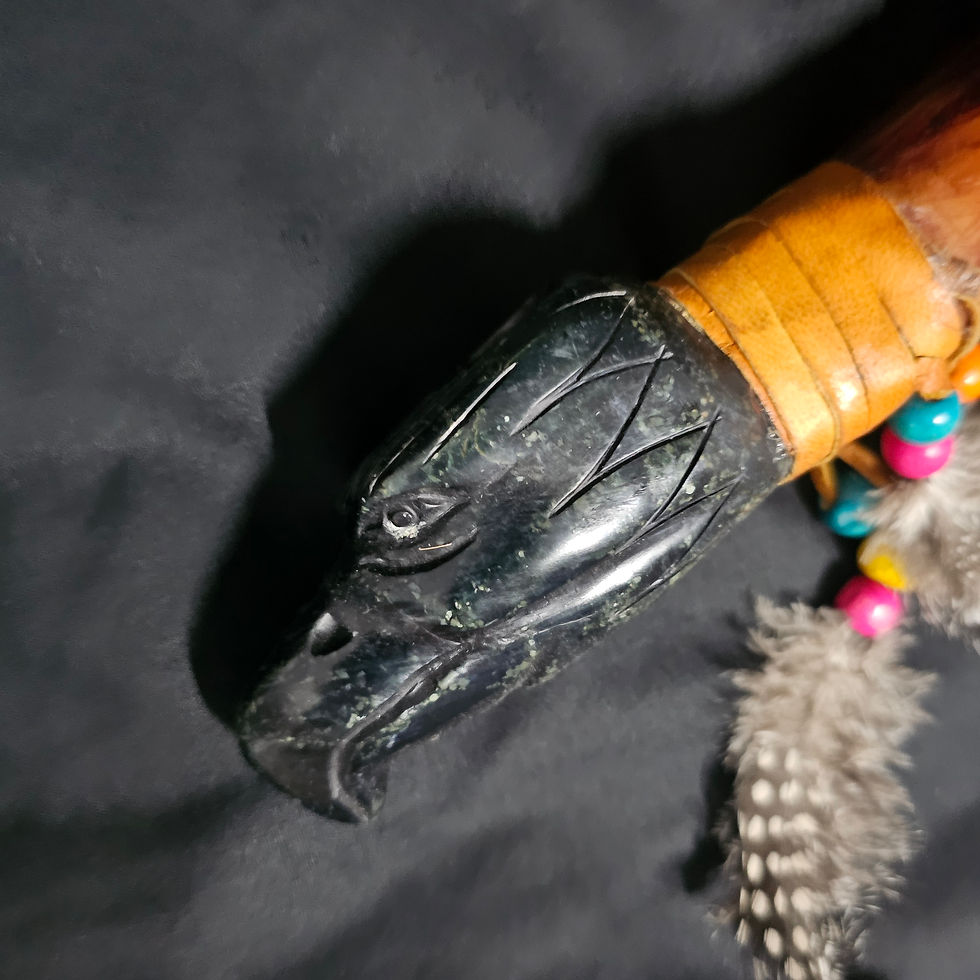 Thumbnail: Ceremonial Pipe (Blood wood & Obsidian 33cm)